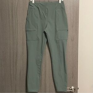 Fabletics Hybrid Cargo Pant - Smoke Green High Rise & Slim- Size Medium